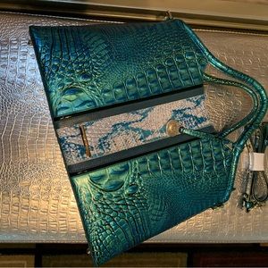 BRAHMIN TEAL ELAINE PEACOCK SHIMMER SATCHEL